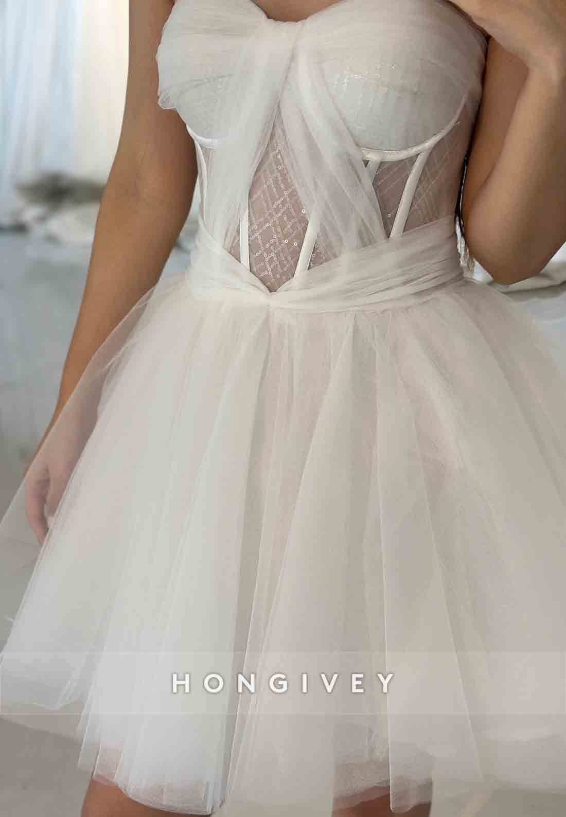 Organza Strapless Sleeveless Princess Short Wedding Dresses