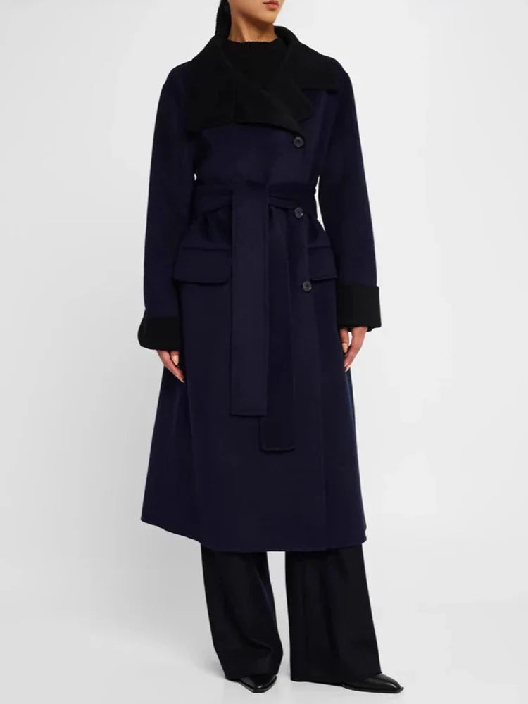 Color Lapel Slim Single-Breasted Overcoat