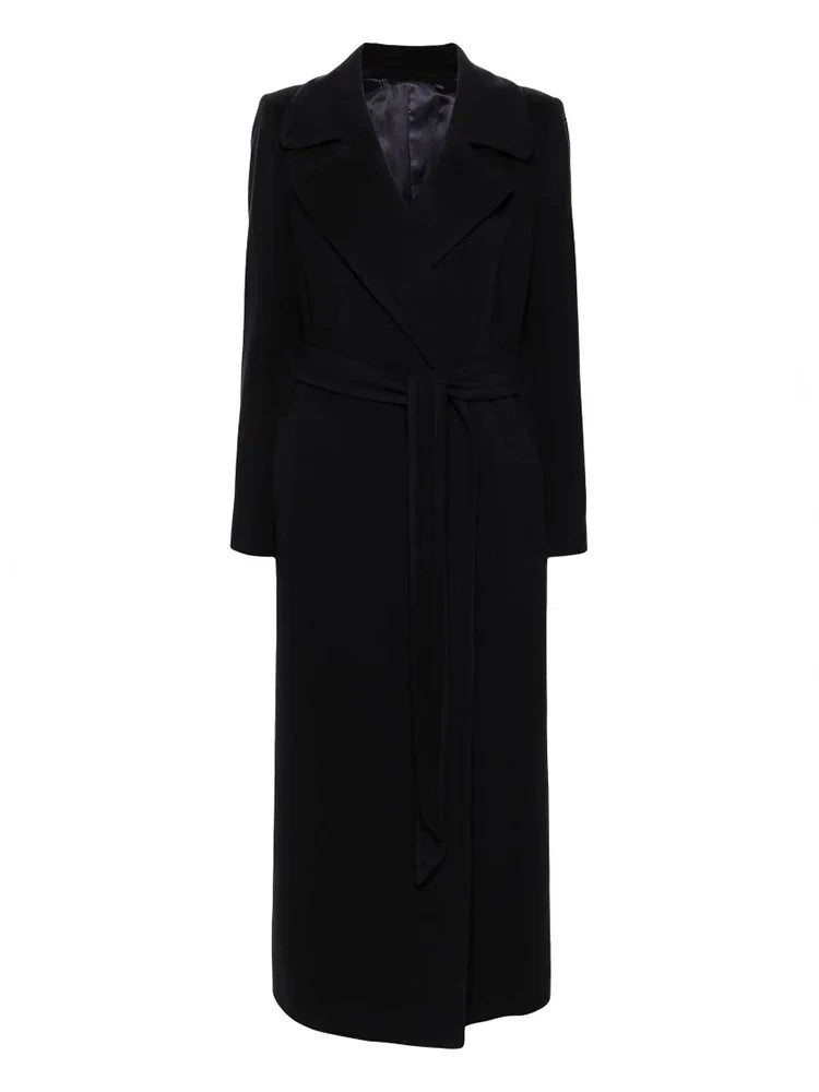 Brown Woolen Lapel Slim Overcoat