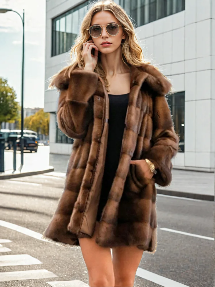 Faux Fur Hooded Button Loose Overcoat