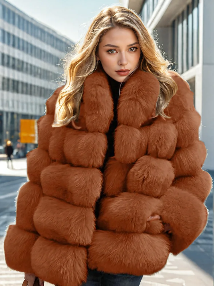 Faux Fur Patchwork Rabbit Fur Overcoat