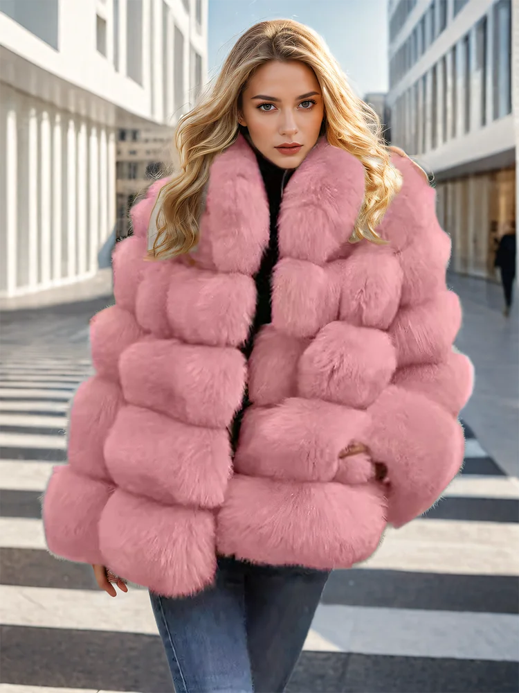 Faux Fur Patchwork Rabbit Fur Overcoat