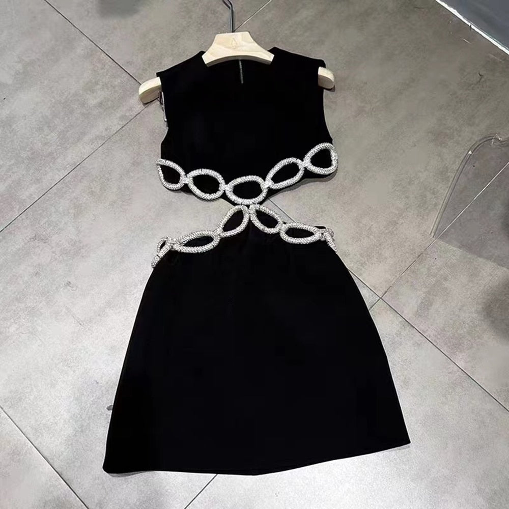 Backless Diamond Tight Mini Cut-Out Dress 7
