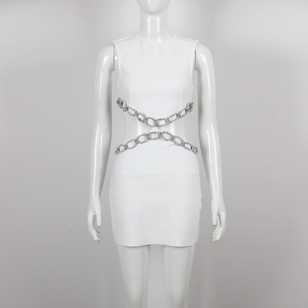 Backless Diamond Tight Mini Cut-Out Dress 8