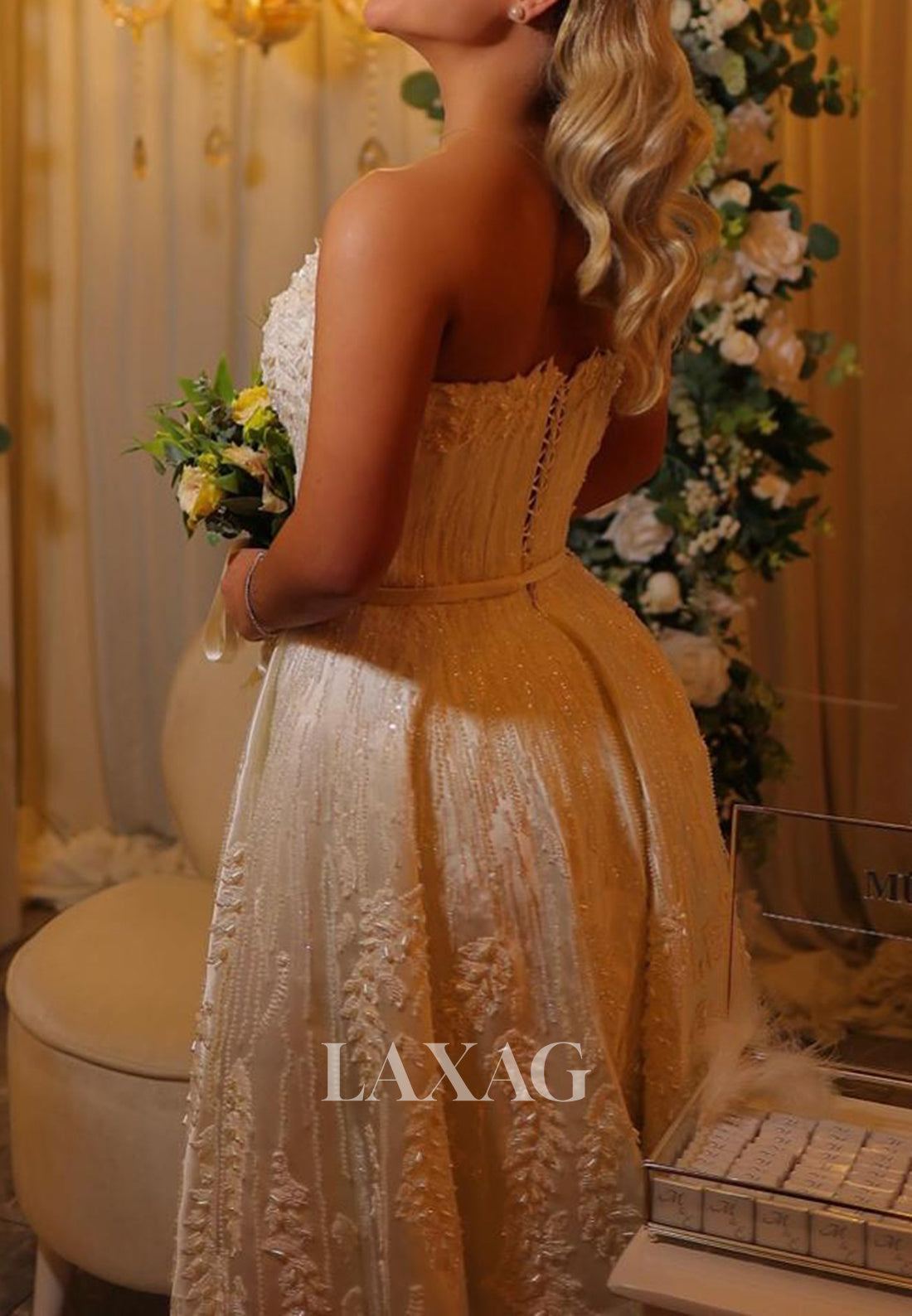 Bateau-Neck Sleeveless Pleated Satin Bride Gowns Beaded Applique Ankle-Length A-Line Wedding Dress