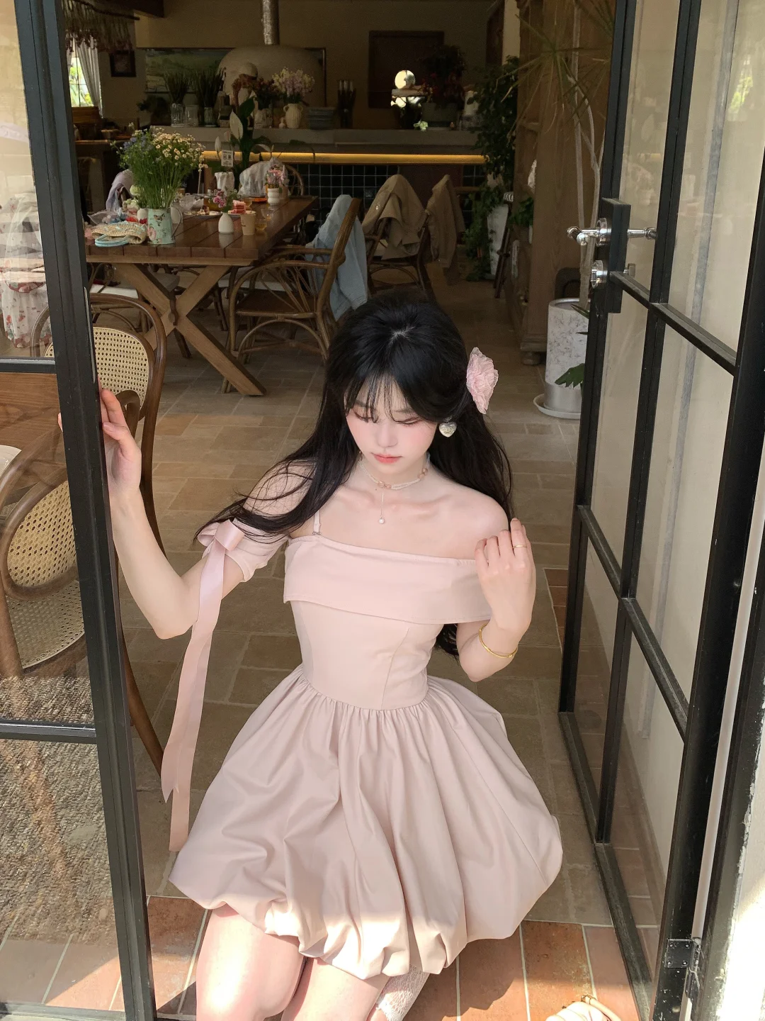 Elegant Off The Shoulder Pink A Line Short Party Dress Homecoming Dress D106