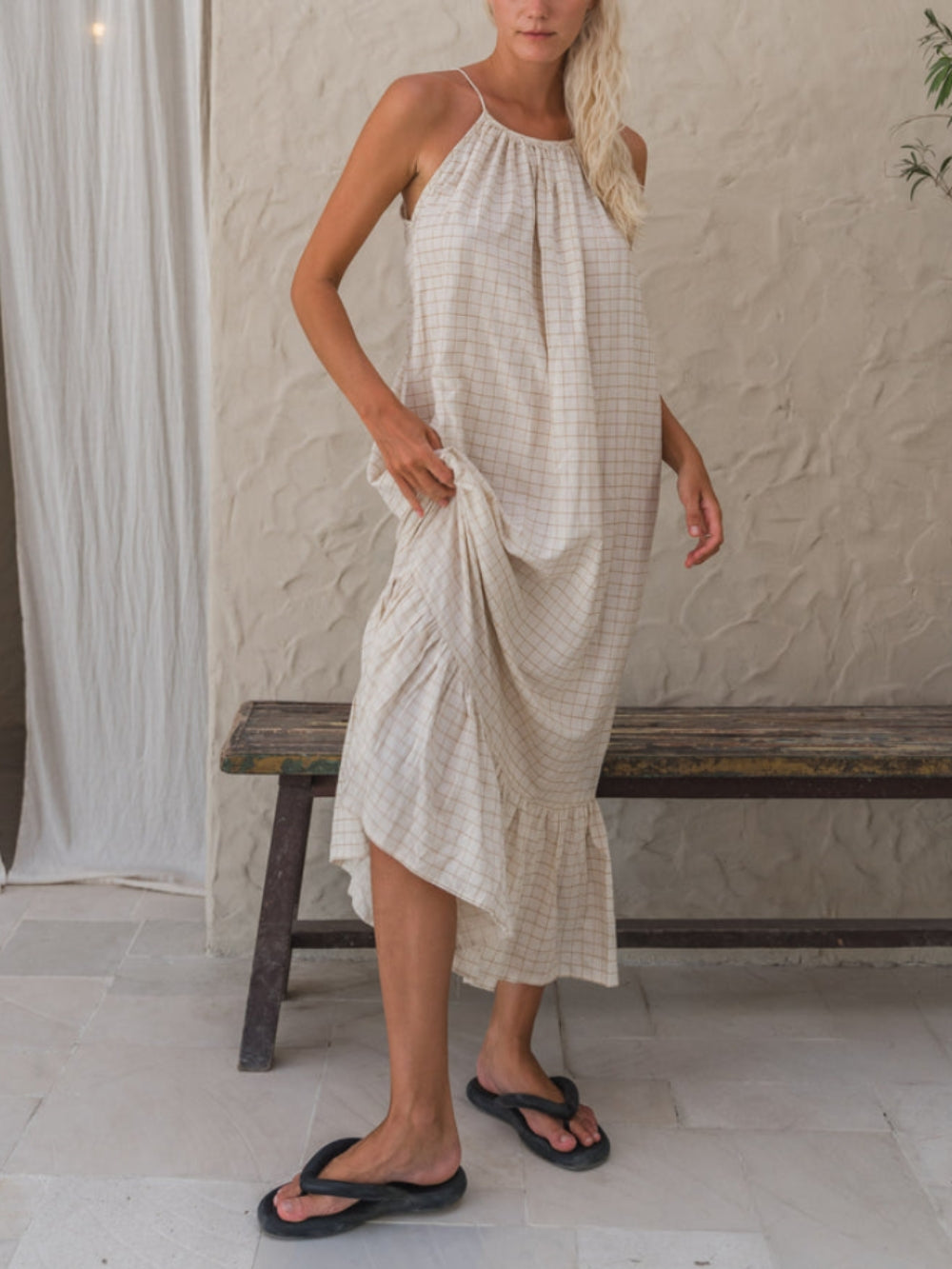 Adjustable Backless Tie Midi Dress - Fashionpara