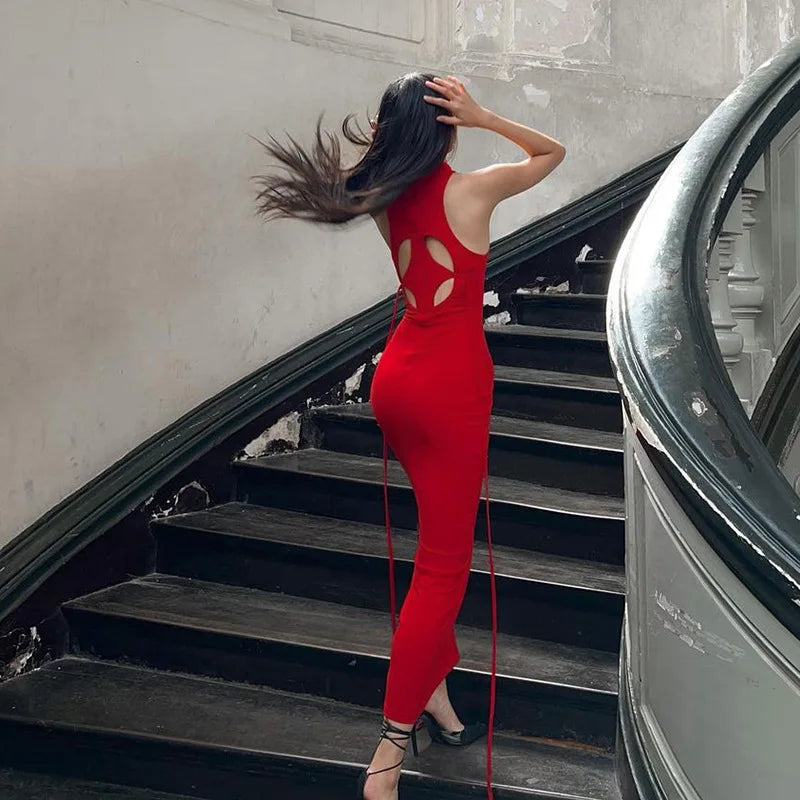 Off Shoulder High Waist Slim Red Evening Party Dress - Fashionpara