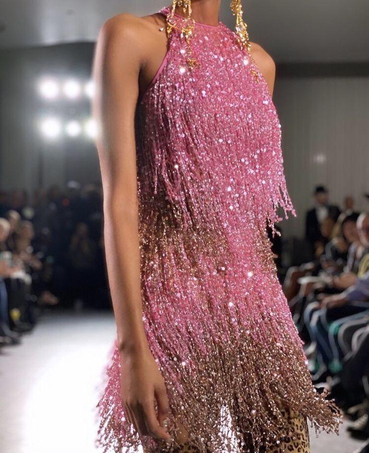 Glitter Halter Pink Sequin Beaded Tassel Sheath Short Prom Dress Formal Graduation Homecoming Dress D319