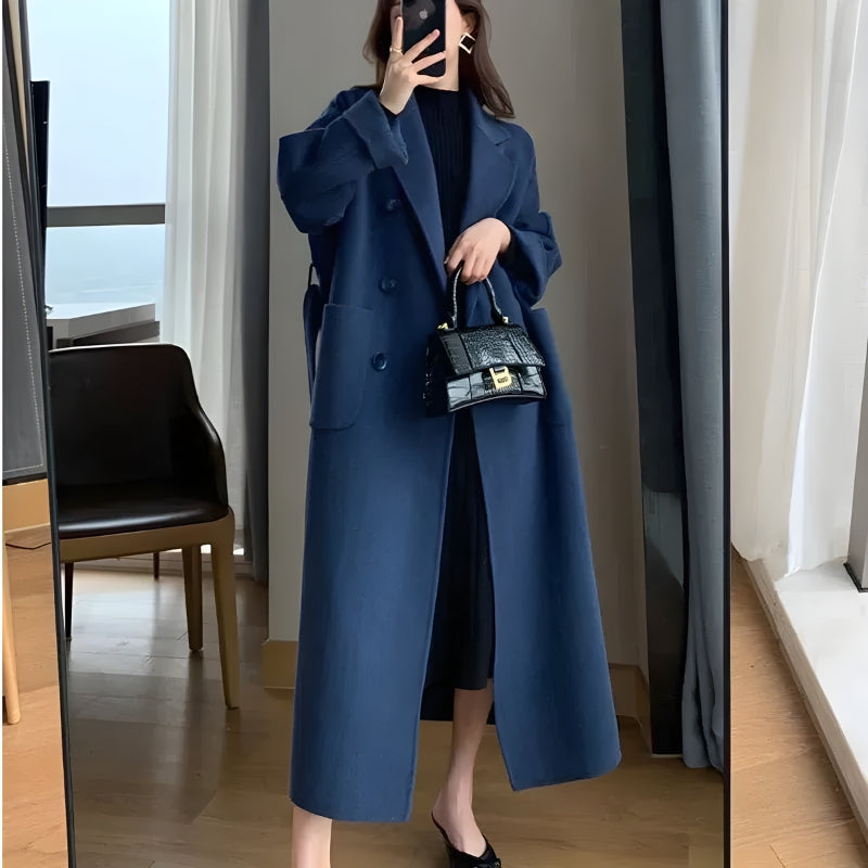Dark Academia Belted Long Coat - Fashionpara