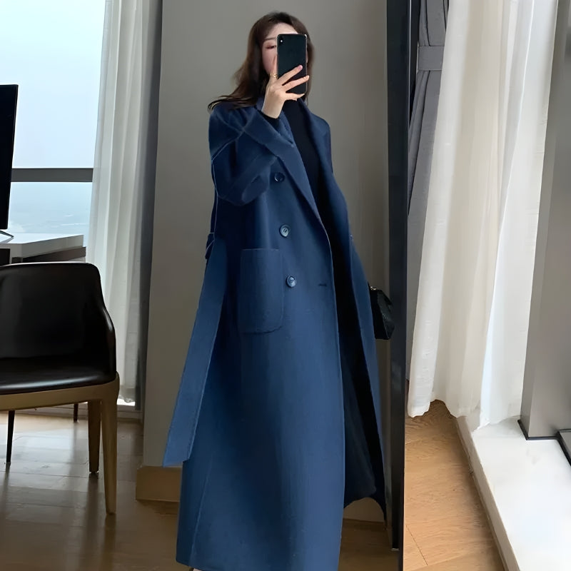 Dark Academia Belted Long Coat - Fashionpara