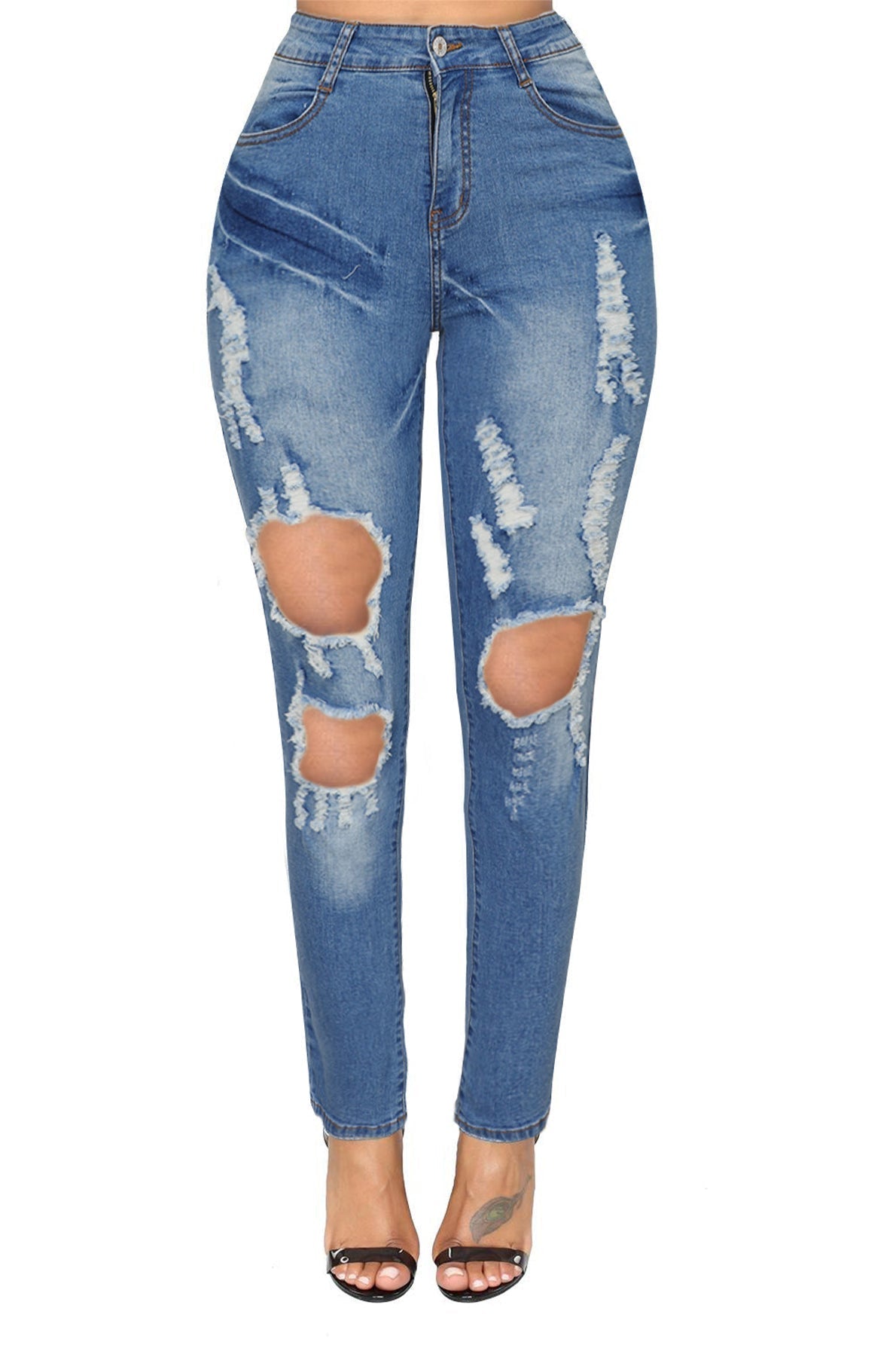 KittenAlarm - Dark Denim Distressed Skinny Jeans