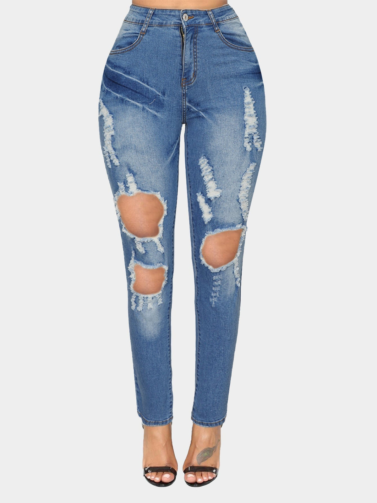 KittenAlarm - Dark Denim Distressed Skinny Jeans