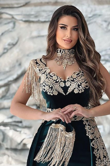Dark Green Spaghetti Sleeveless Mermaid Floor-Length Satin Prom Evening Dresses