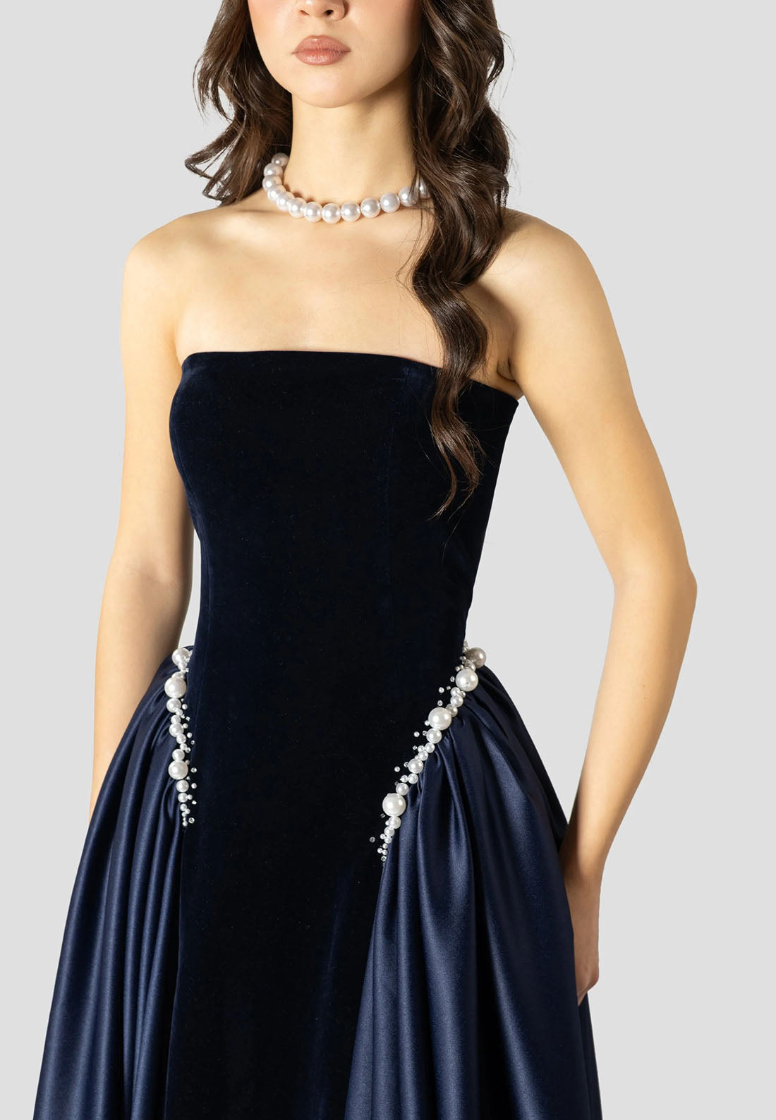 A-line Off the Shoulder Crisscross Back Formal Dresses Strapless Pleated Evening Gown