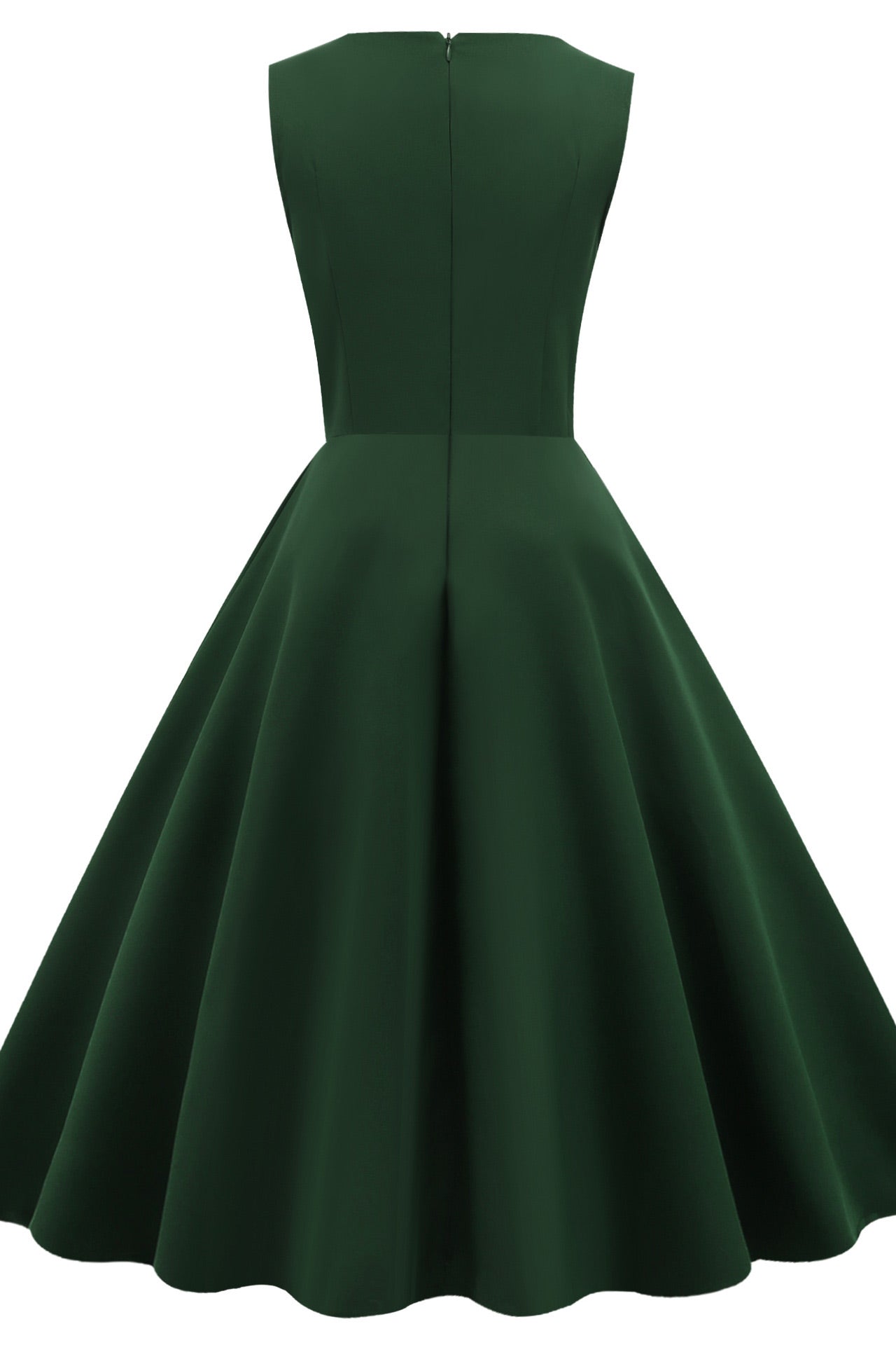 Dark Green Sleeveless Midi A-Line Party Cocktail Dress Fashionpara