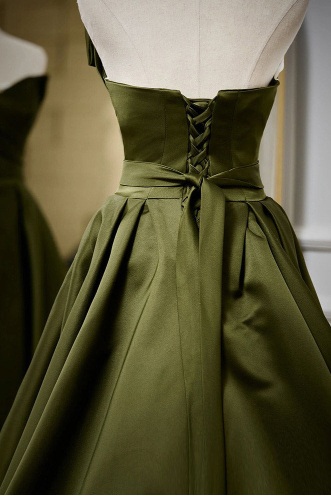 Dark Green Strapless Lace Up Formal Gown Evening Dress Fashionpara