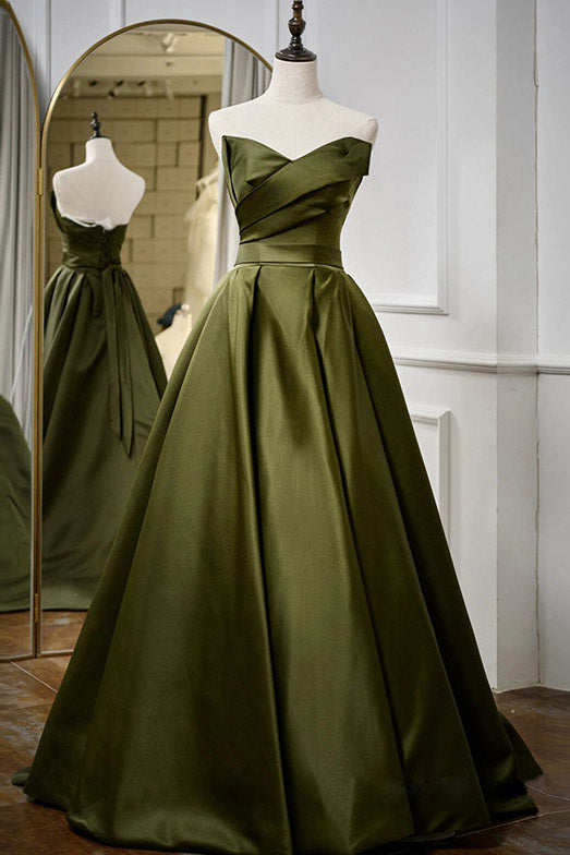 Dark Green Strapless Lace Up Formal Gown Evening Dress Fashionpara