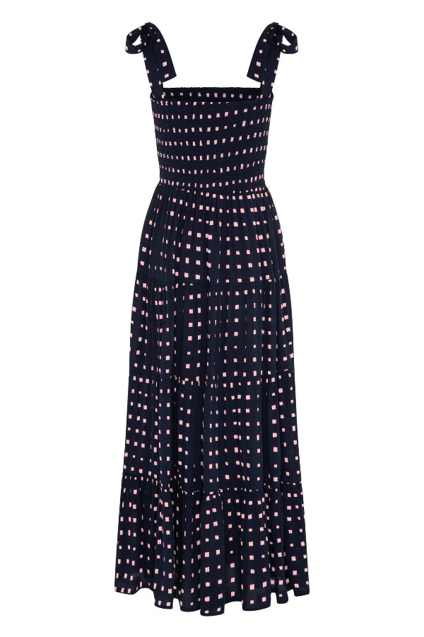 Dark Navy Printed A-Line Midi Maxi Dresses