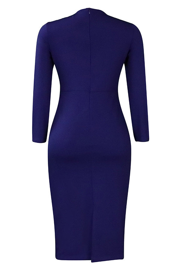 Dark Navy Long Sleeve Bodycon Dress  Fashionpara