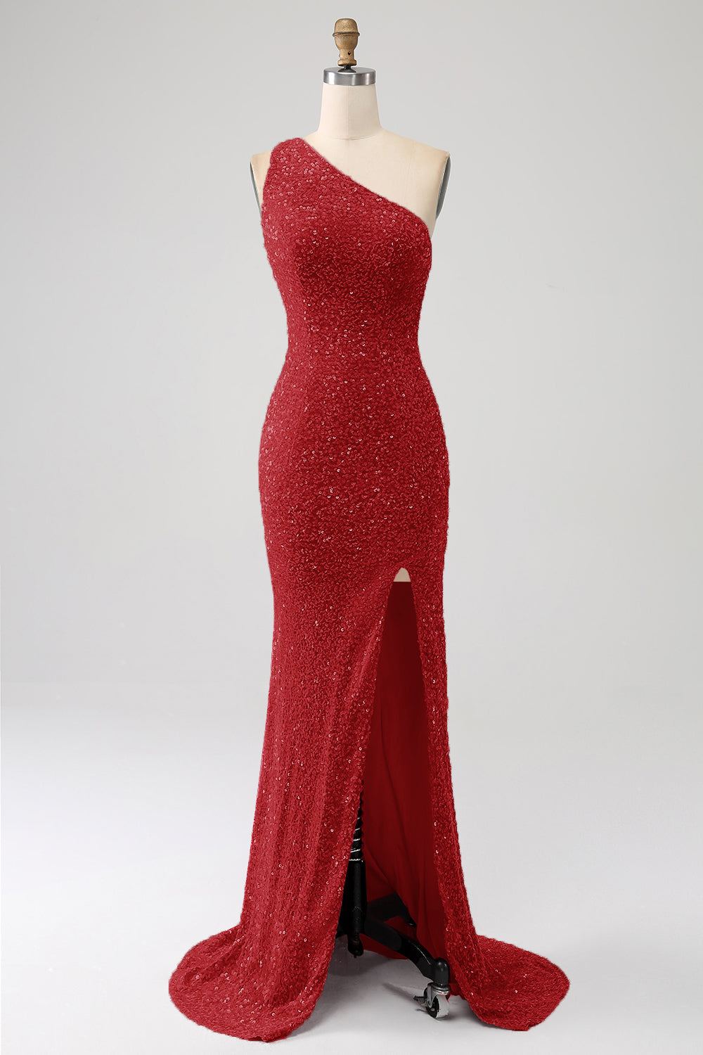 Sparkly Mermaid One Shoulder Sequins Prom Dress with Slit