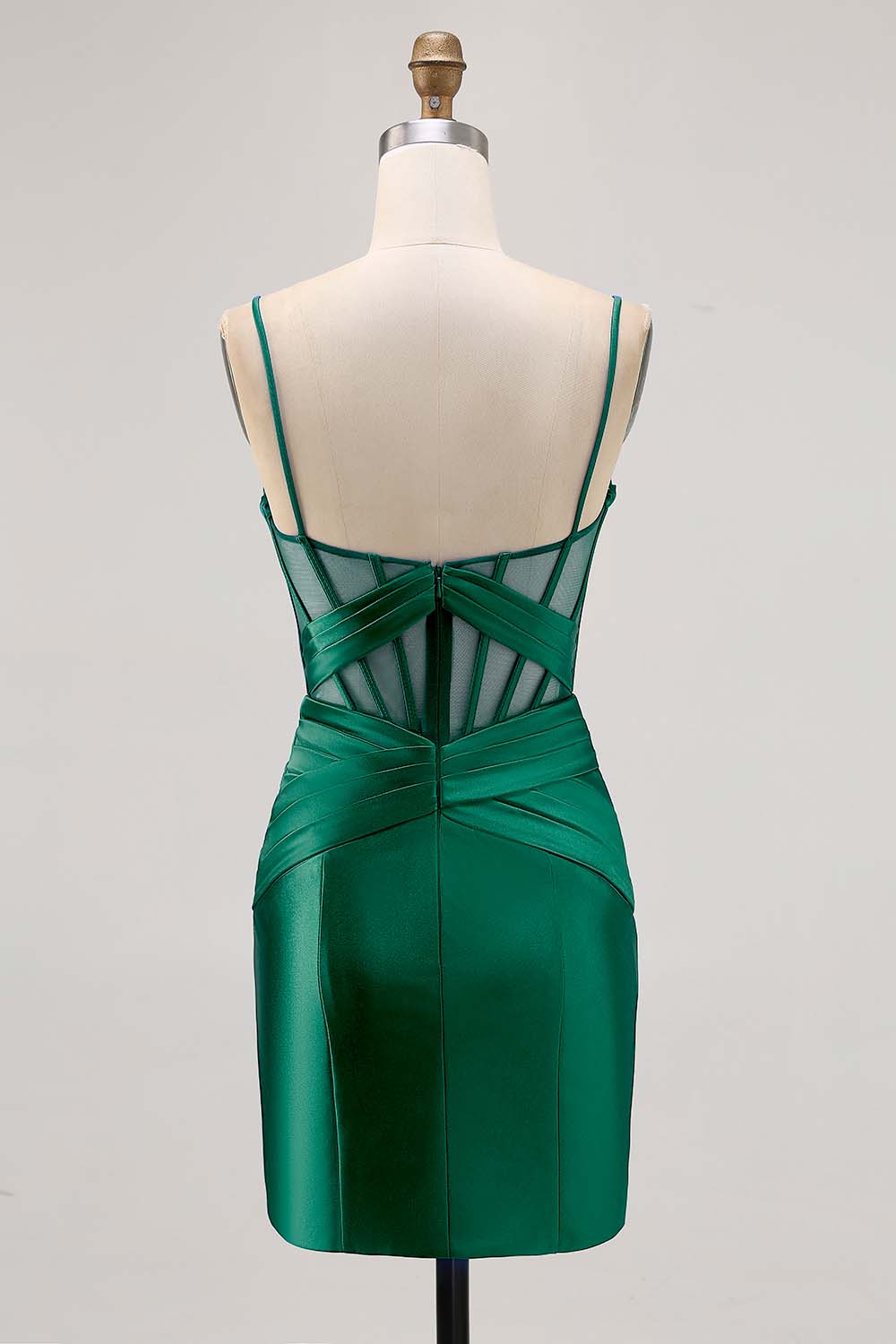 Royal Blue Satin Tight Ruched Corset Short Homecoming Dress with Slit