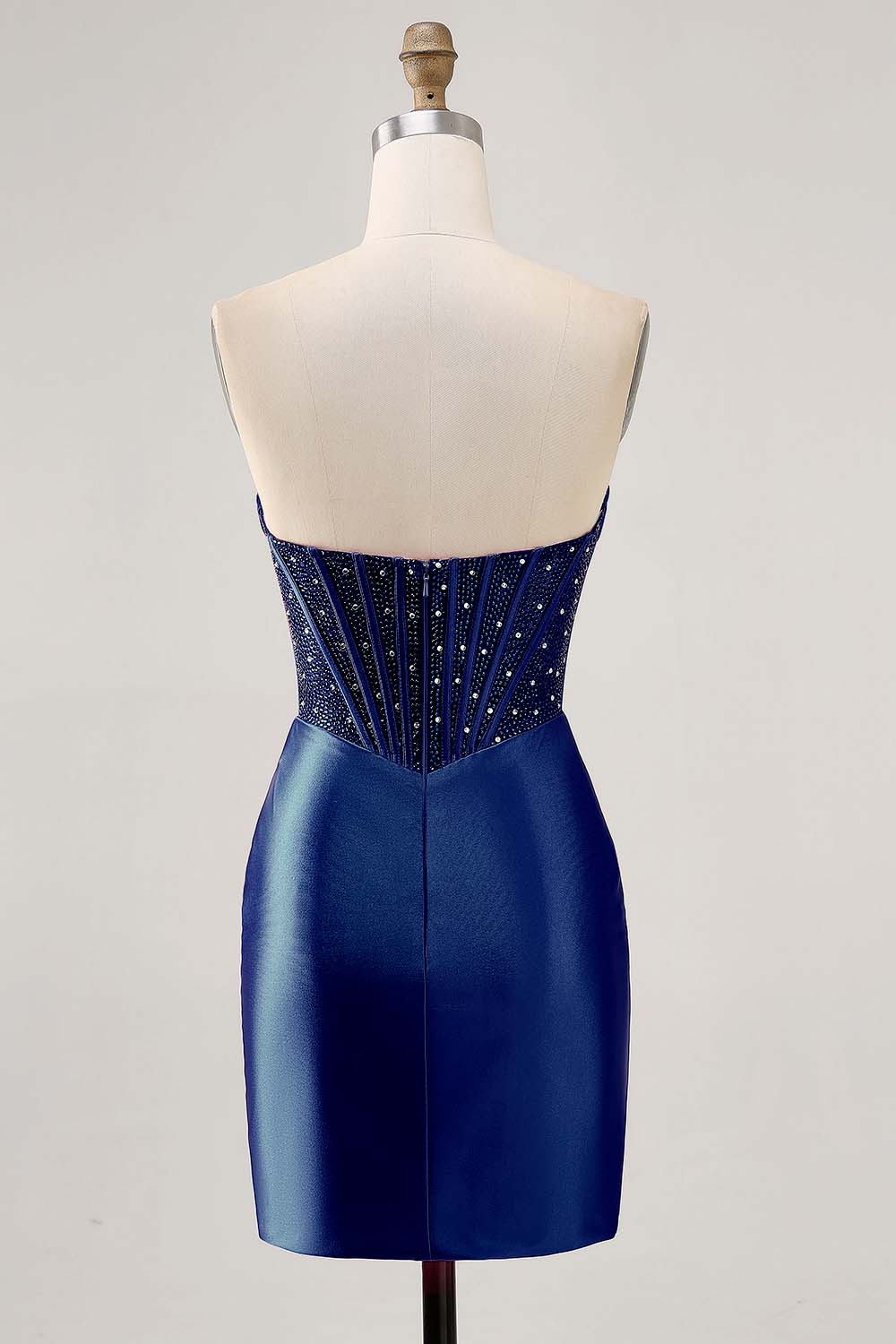 Sparkly Fuchsia Tight Satin Corset Short Homecoming Dress with Beading