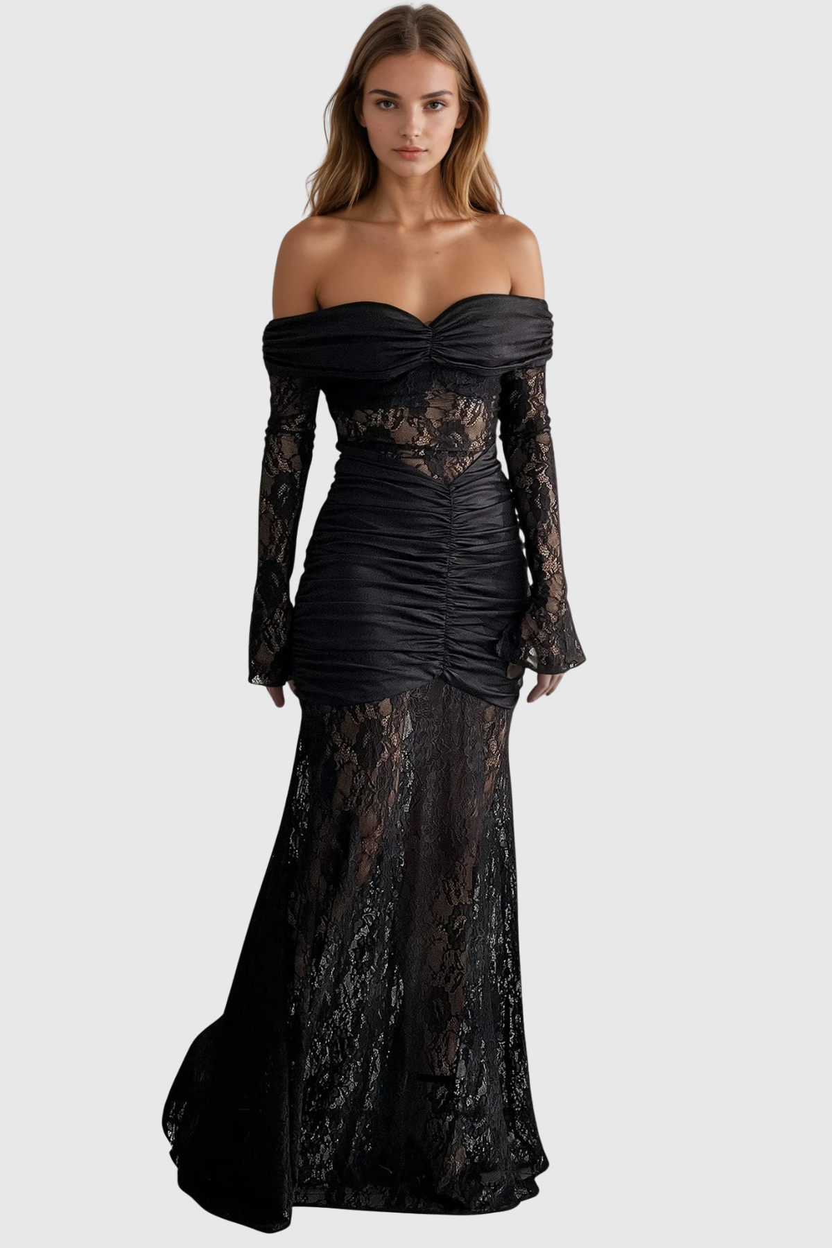 Darlene Ruch Off Shoulder Lace Maxi Dress - View 2