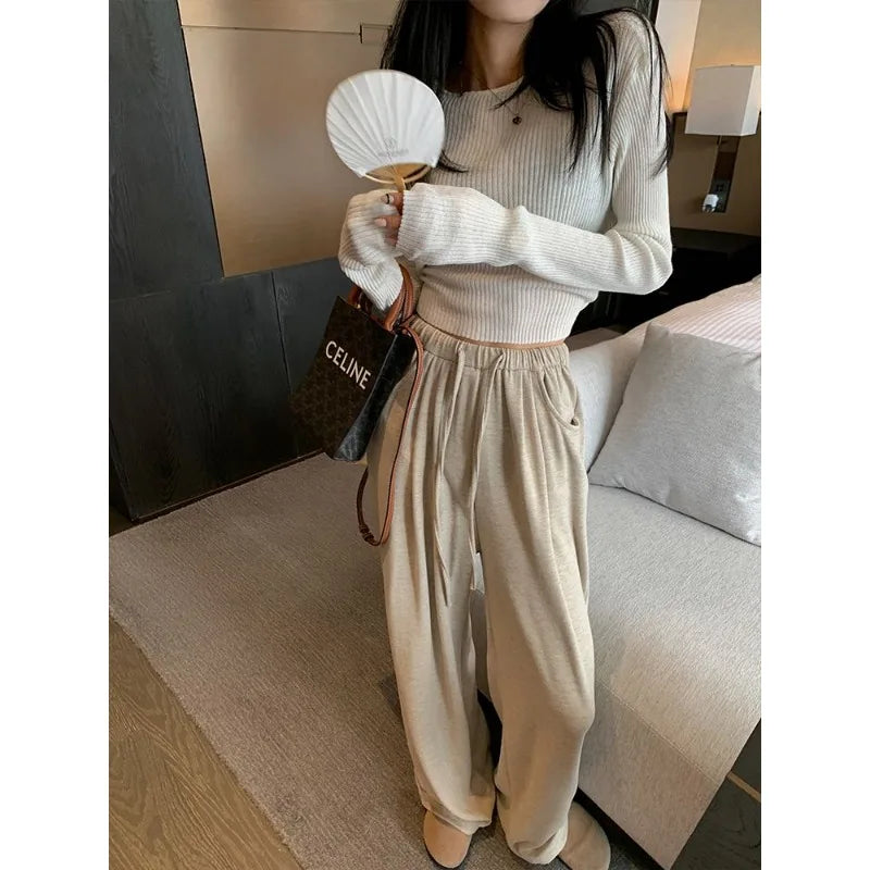Grey Oversized Baggy Pants coffee / S