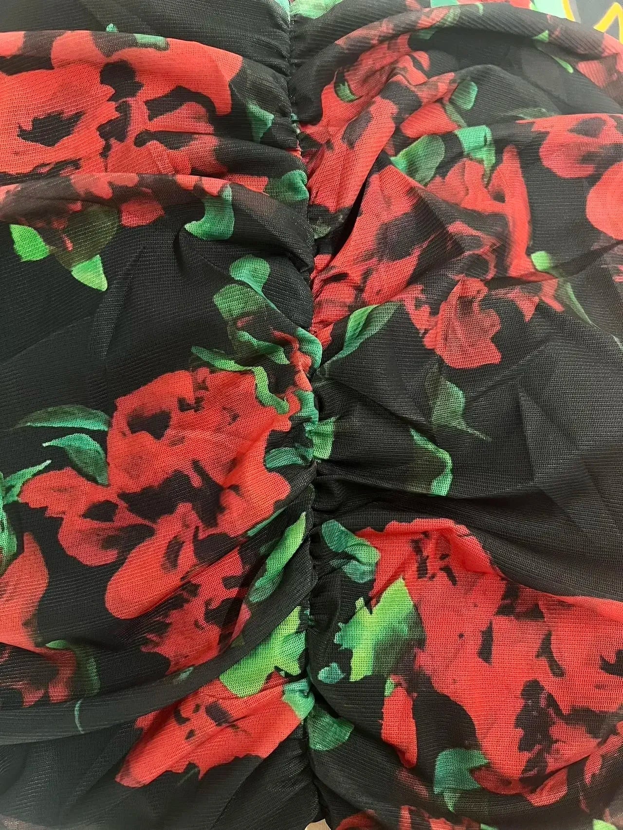 Red Christmas Party Dress with Long Sleeve Silk Flower Lace Up - Fashionpara