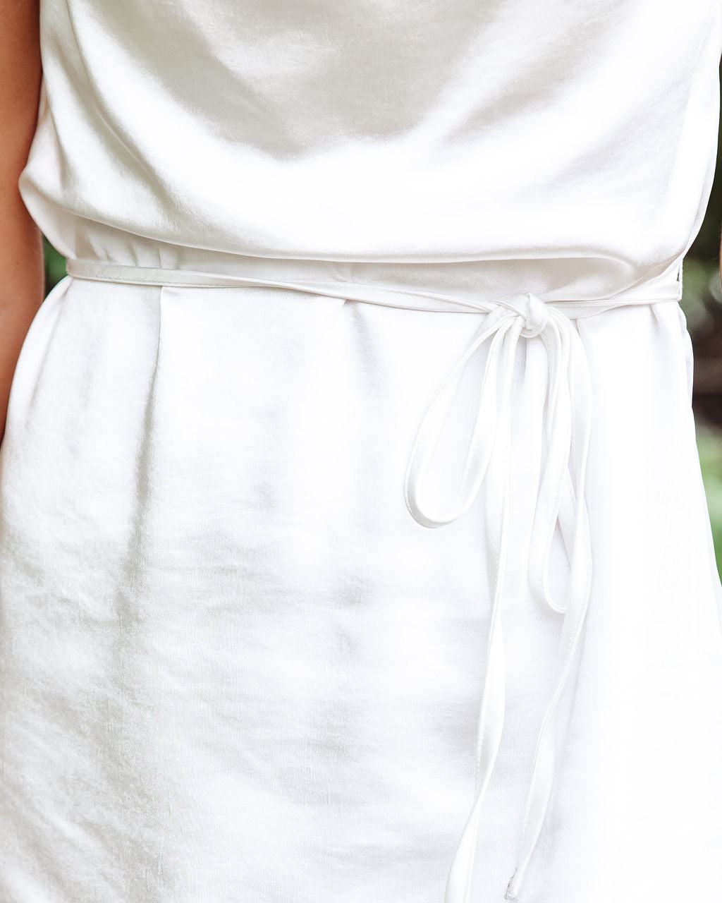 Satin Cowl Neck Spaghetti Strap Slip Midi Dress