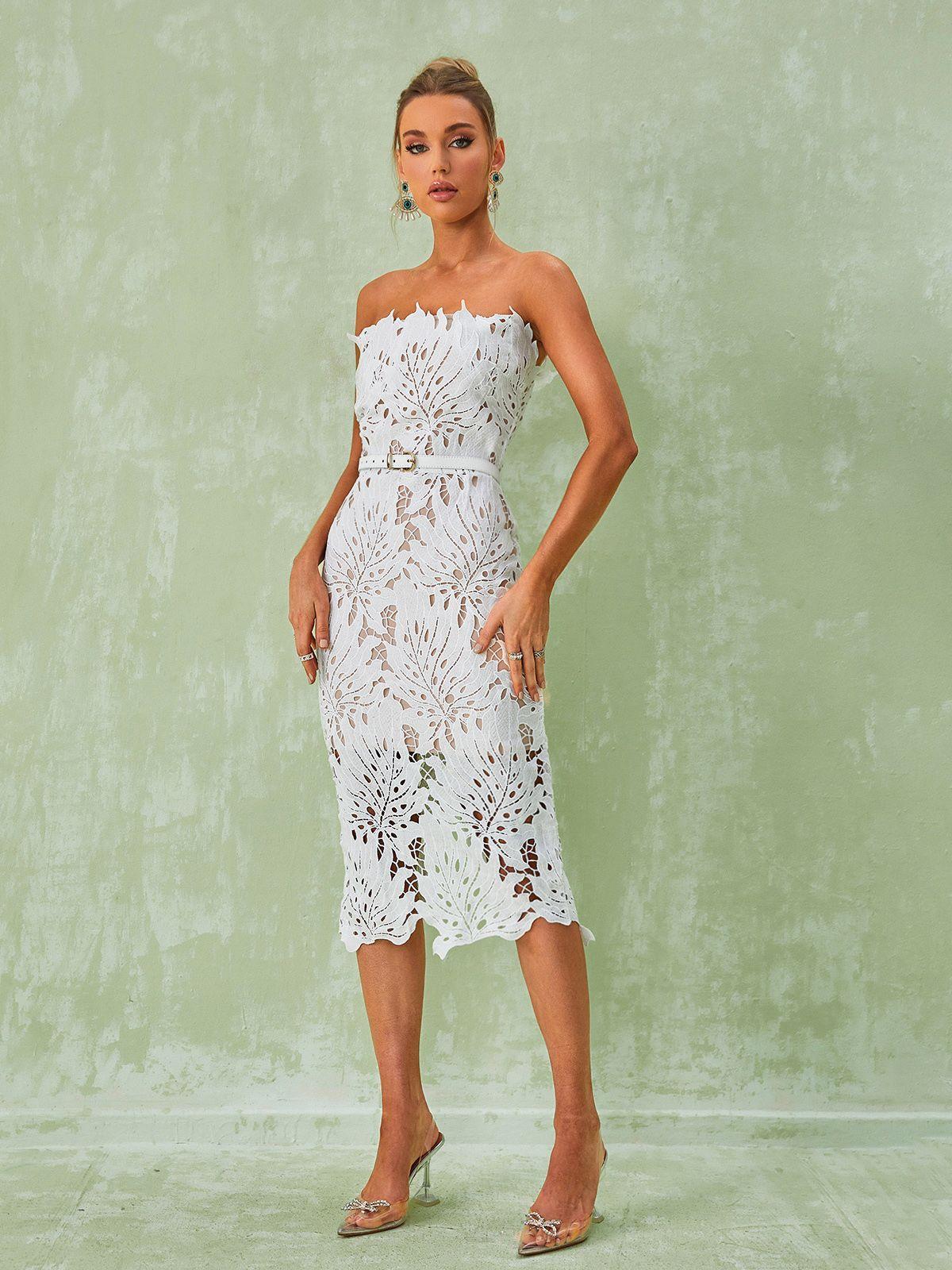 White Lace Midi Dress