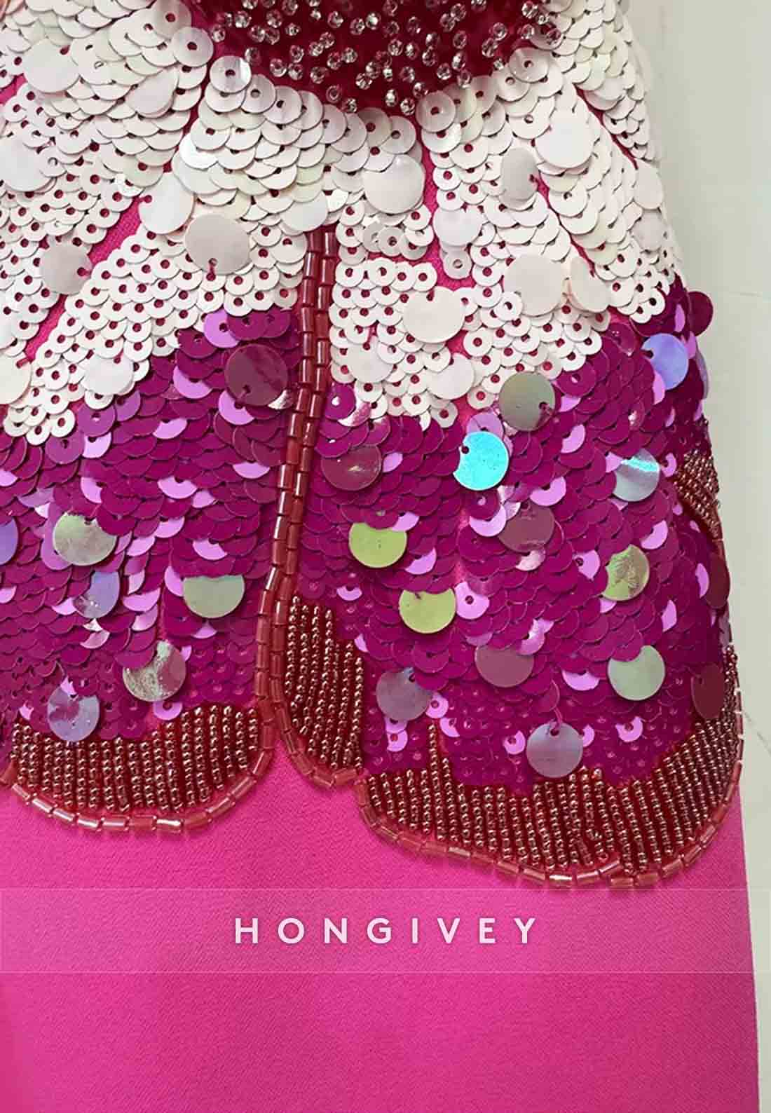 Floral Column Short Sleeves Cocktail Dresses Fuchsia Wedding Guest Dress