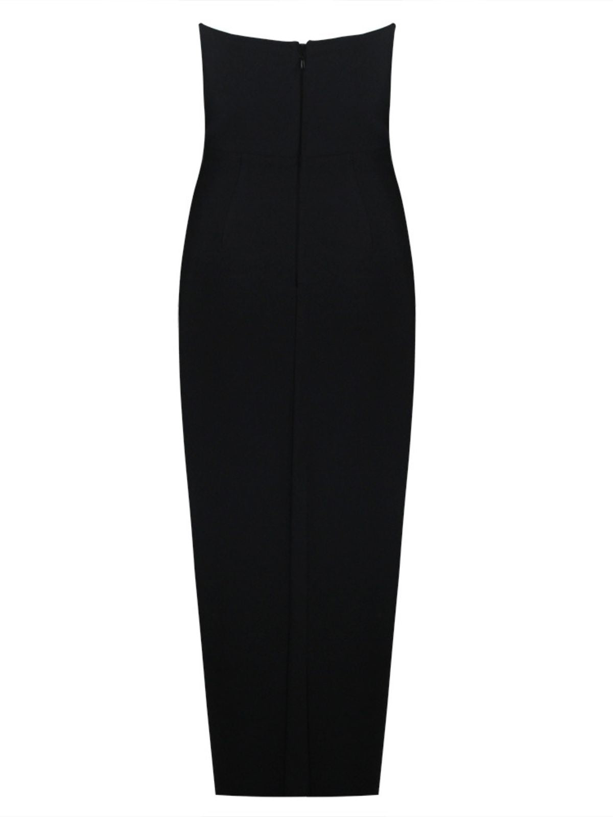 Strapless Deep V-Neck Crystal Embellished High Split Maxi Dress - View 7