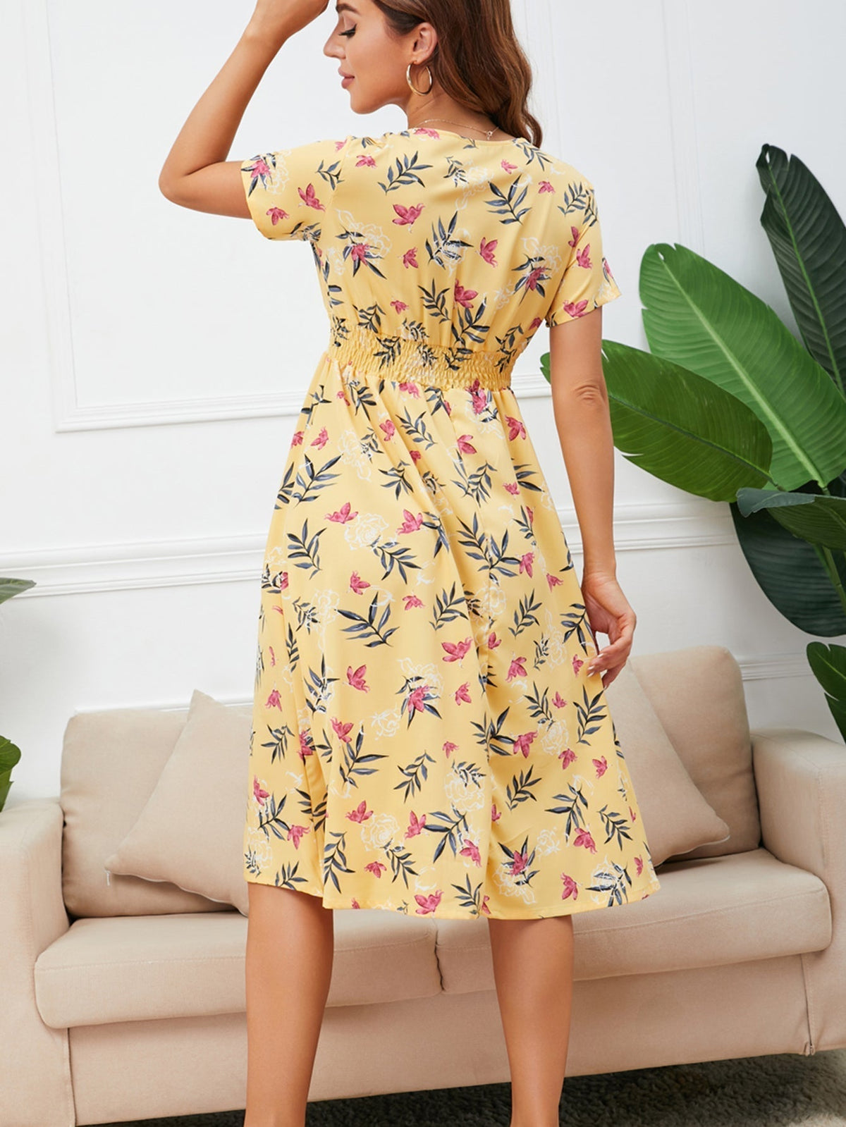 KittenAlarm - Disty Floral Ruffle Hem Elastic Waist Summer Dress