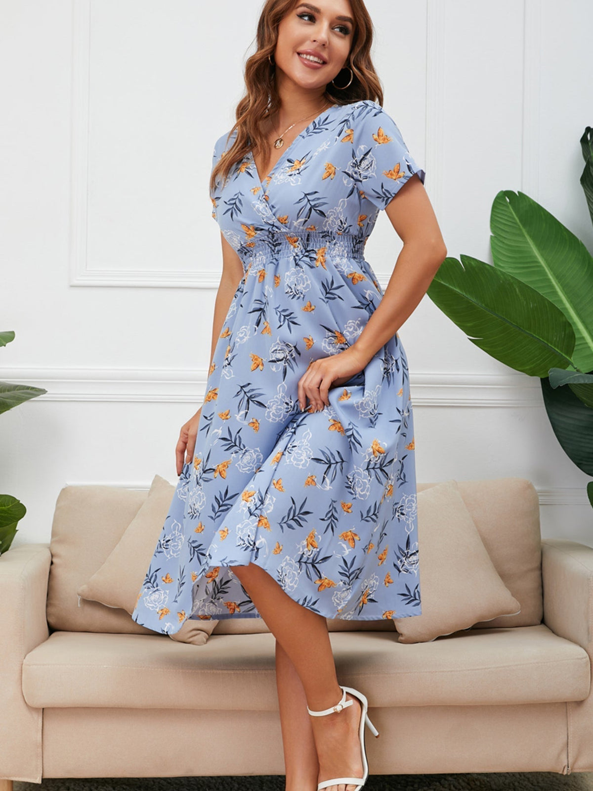 KittenAlarm - Disty Floral Ruffle Hem Elastic Waist Summer Dress