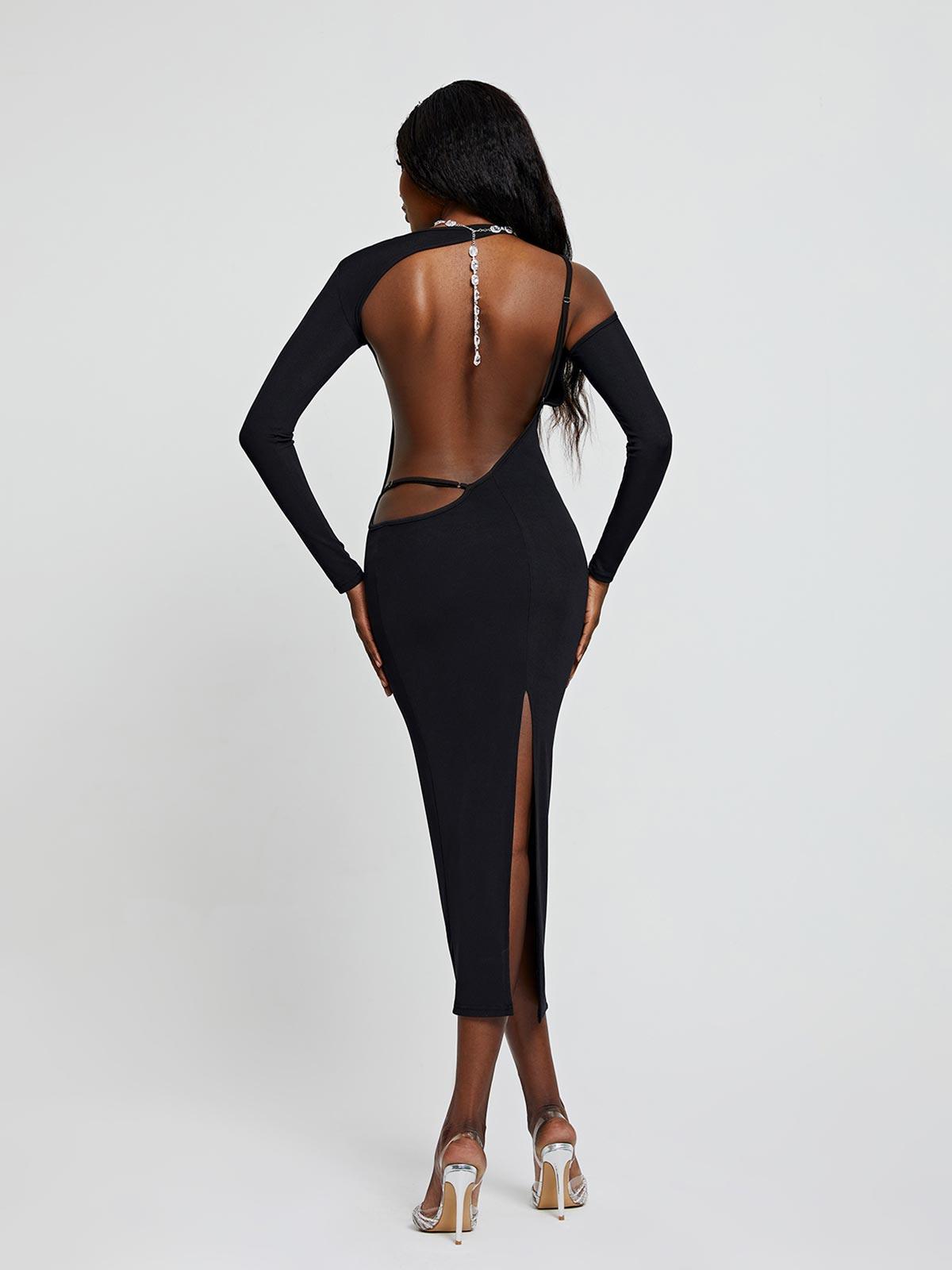 Dove Long Sleeve Backless Midi Dress