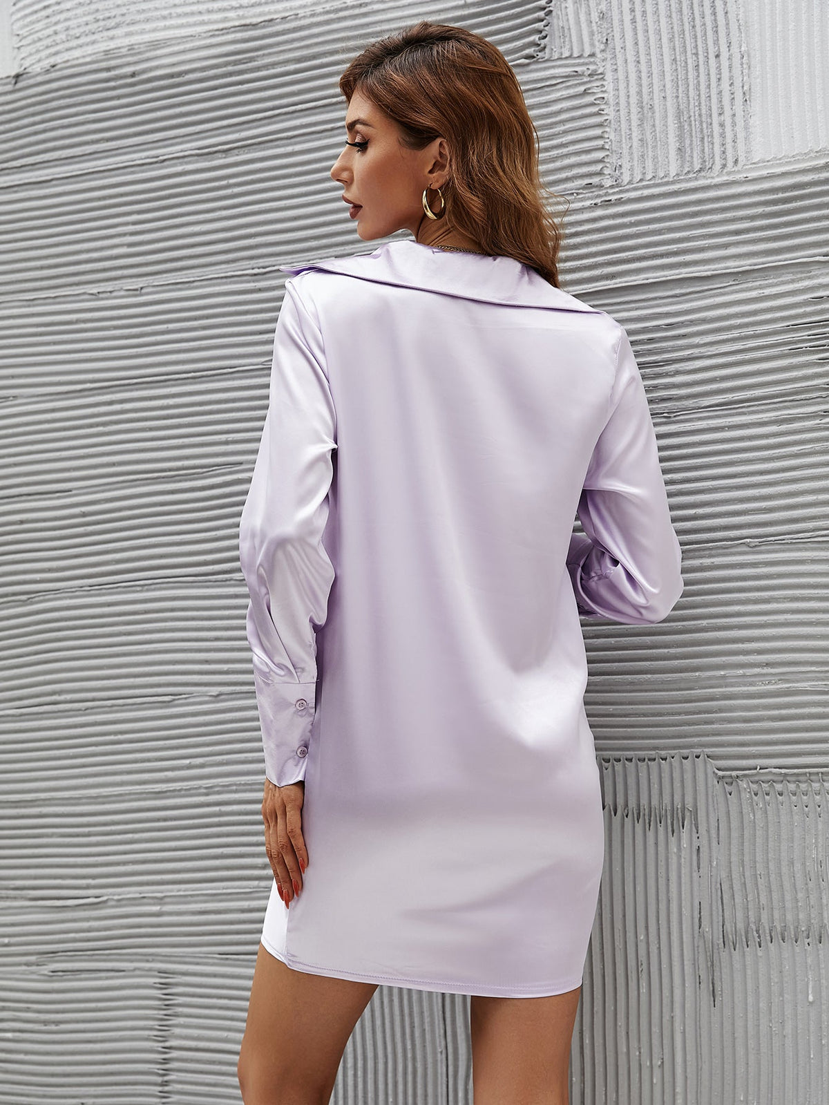 KittenAlarm - Draped Front Silky Satin Dress