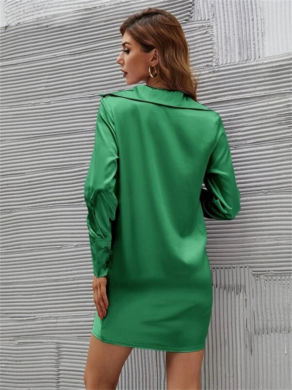 KittenAlarm - Draped Front Silky Satin Dress