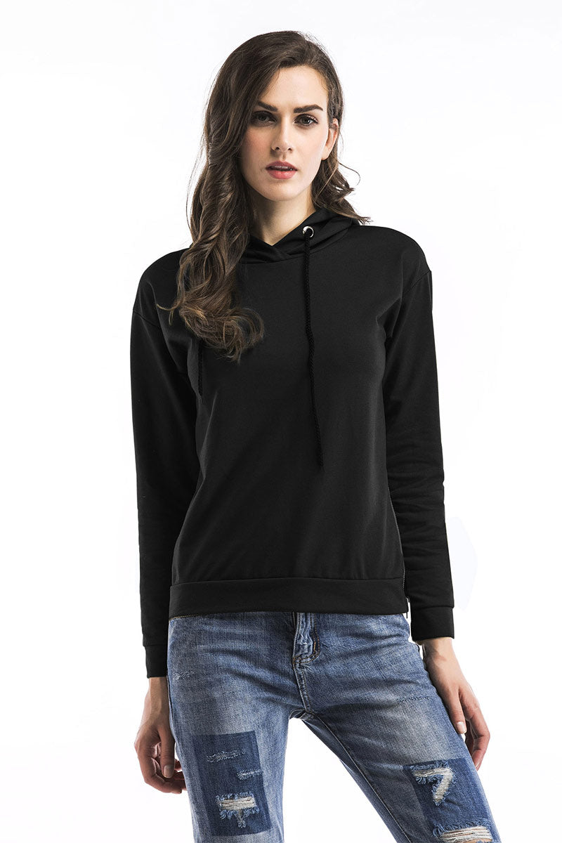 Drawstring Zip Up Side Sweatshirt - Mislish