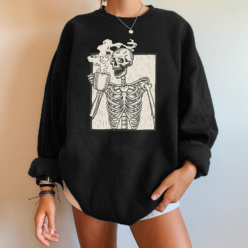 Gothic Skeleton Print Pullover