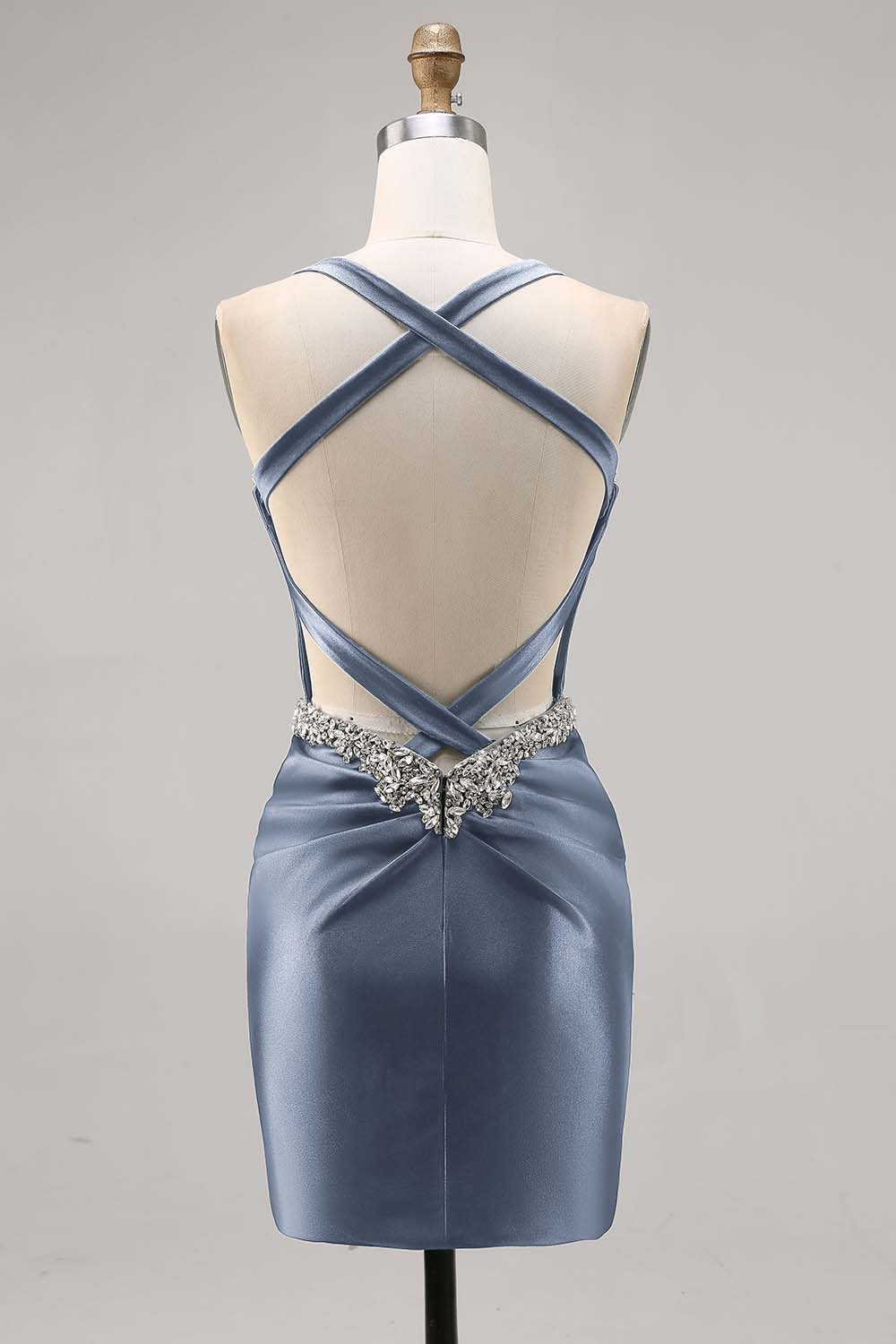 Sparkly Dark Green Corset Tight Satin Short Homecoming Dress with Beading