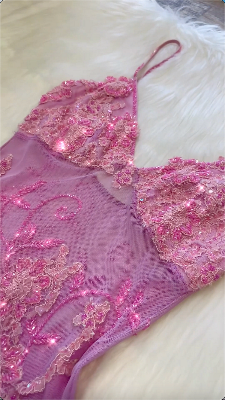 Beautiful A Line Spaghetti Straps Pink Long Prom Dresses Backless Tulle Evening Gowns