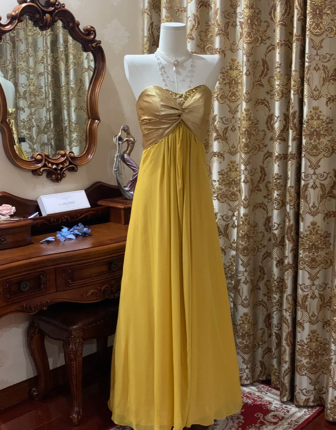 Stylish Strapless Beaded Satin Chiffon Long Wedding Guest Dress Formal Birthday Party Dress D1717
