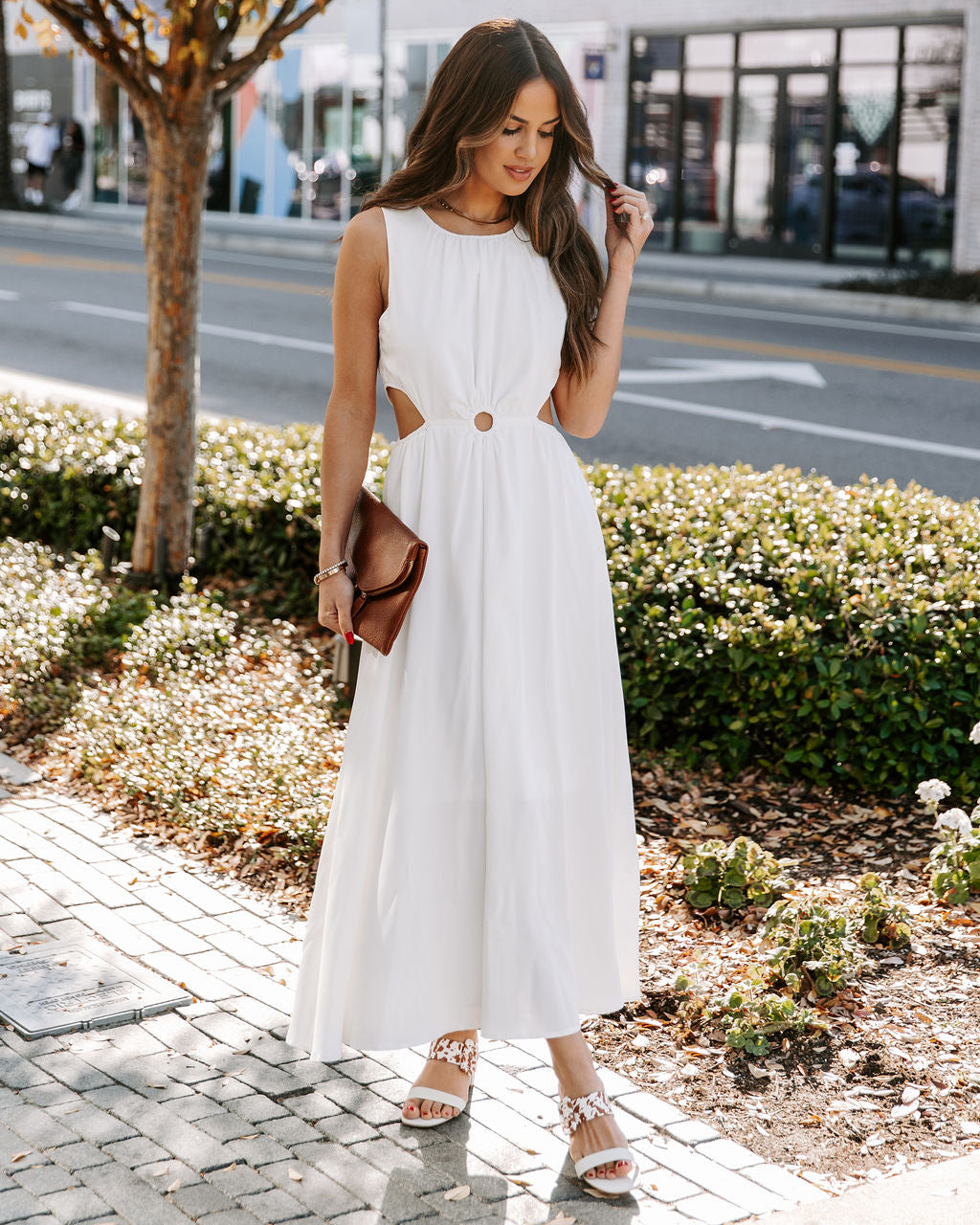 Bay Breeze Cutout Midi Dress - Off White - Fashionpara