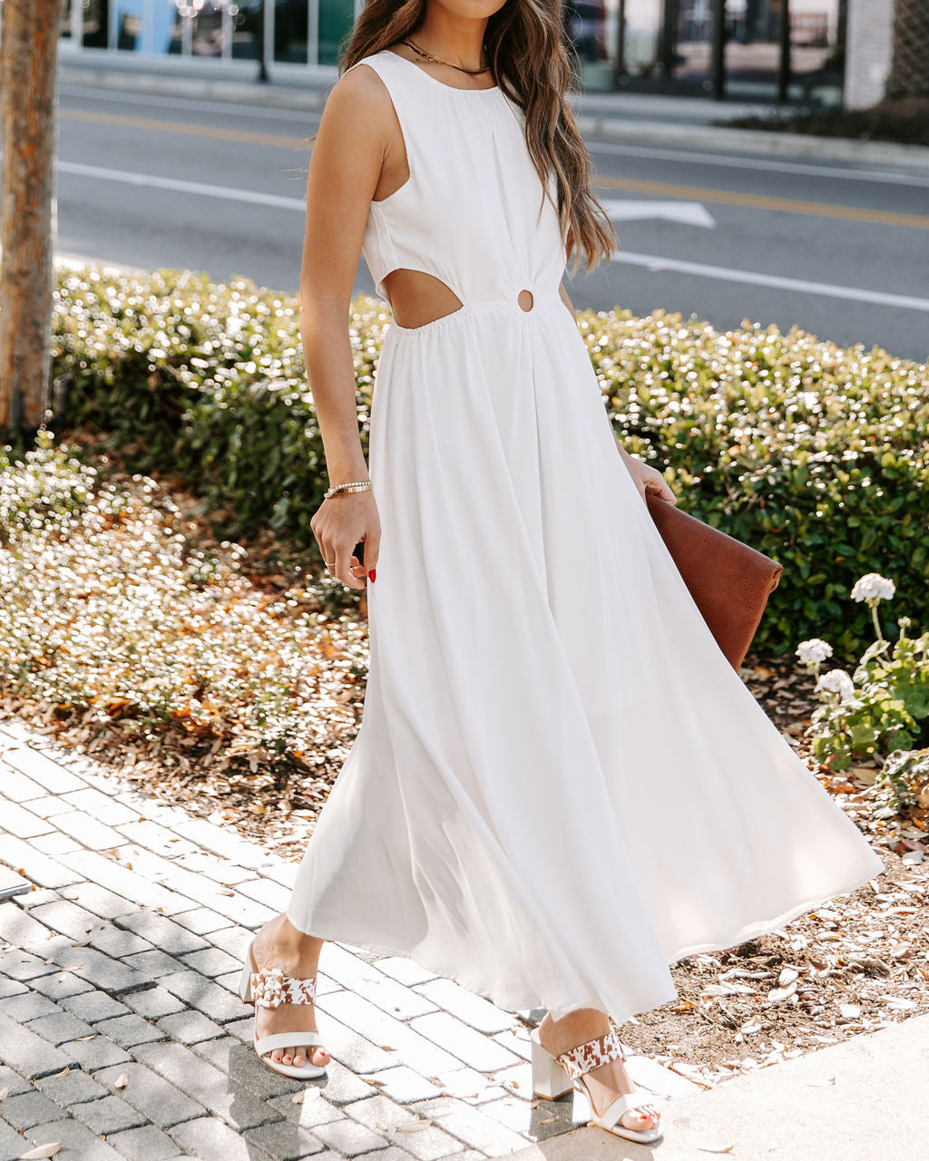 Bay Breeze Cutout Midi Dress - Off White - Fashionpara