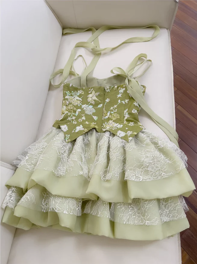 Sweet Green Lace A Line Homecoming Dress Mini Prom Dress S275