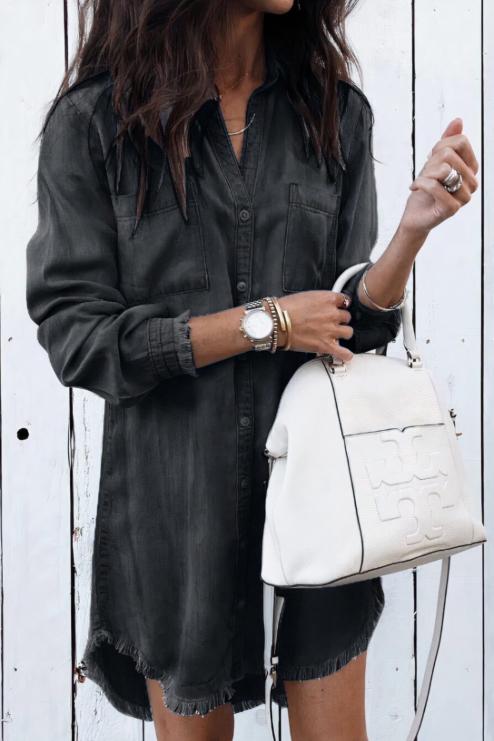 Denim Sleeveless Button Front Belted Shirt Midi Dress