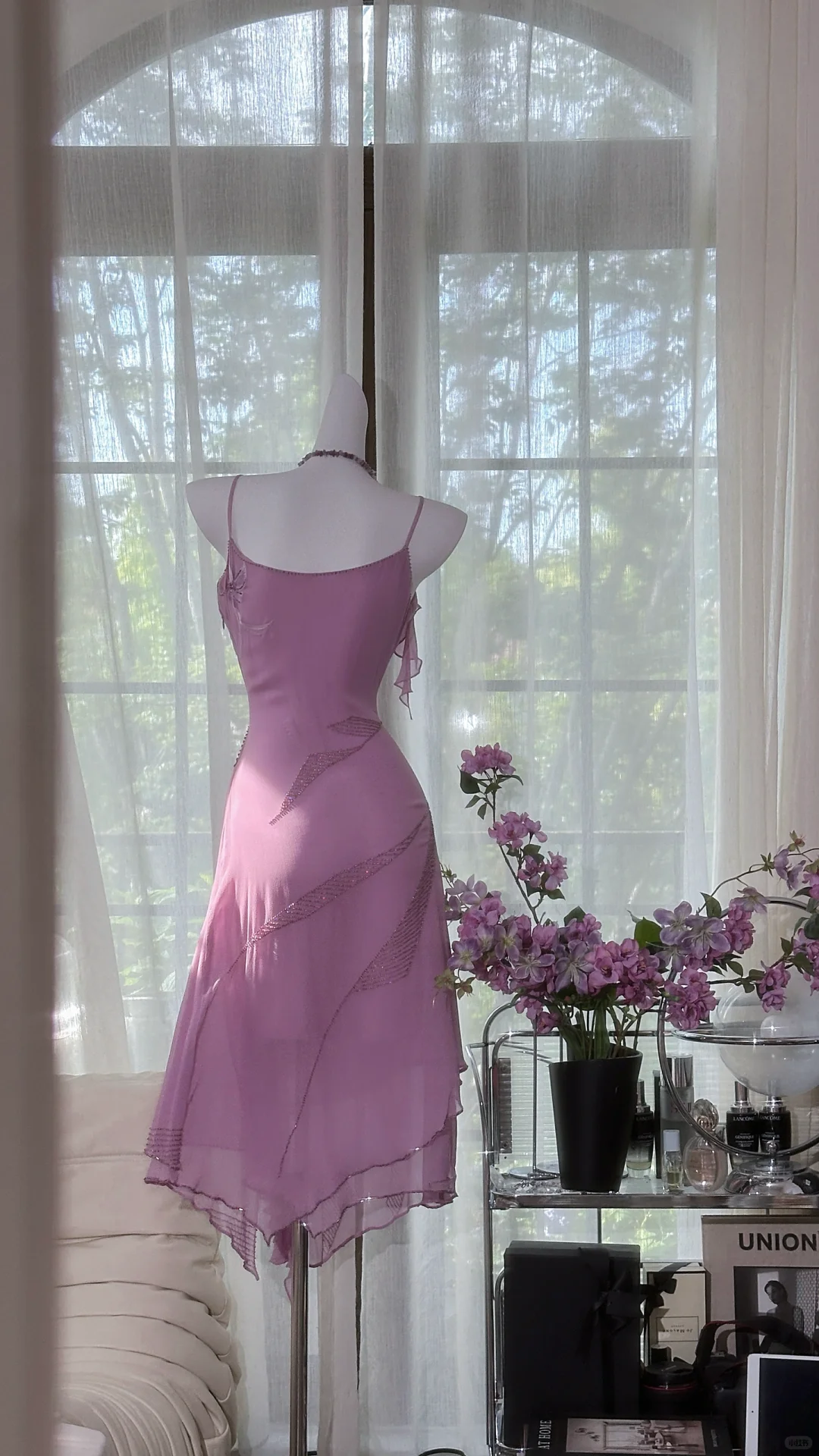 Classy Spaghetti Straps V Neck Purple Chiffon Homecoming Dress Short Party Dress S722