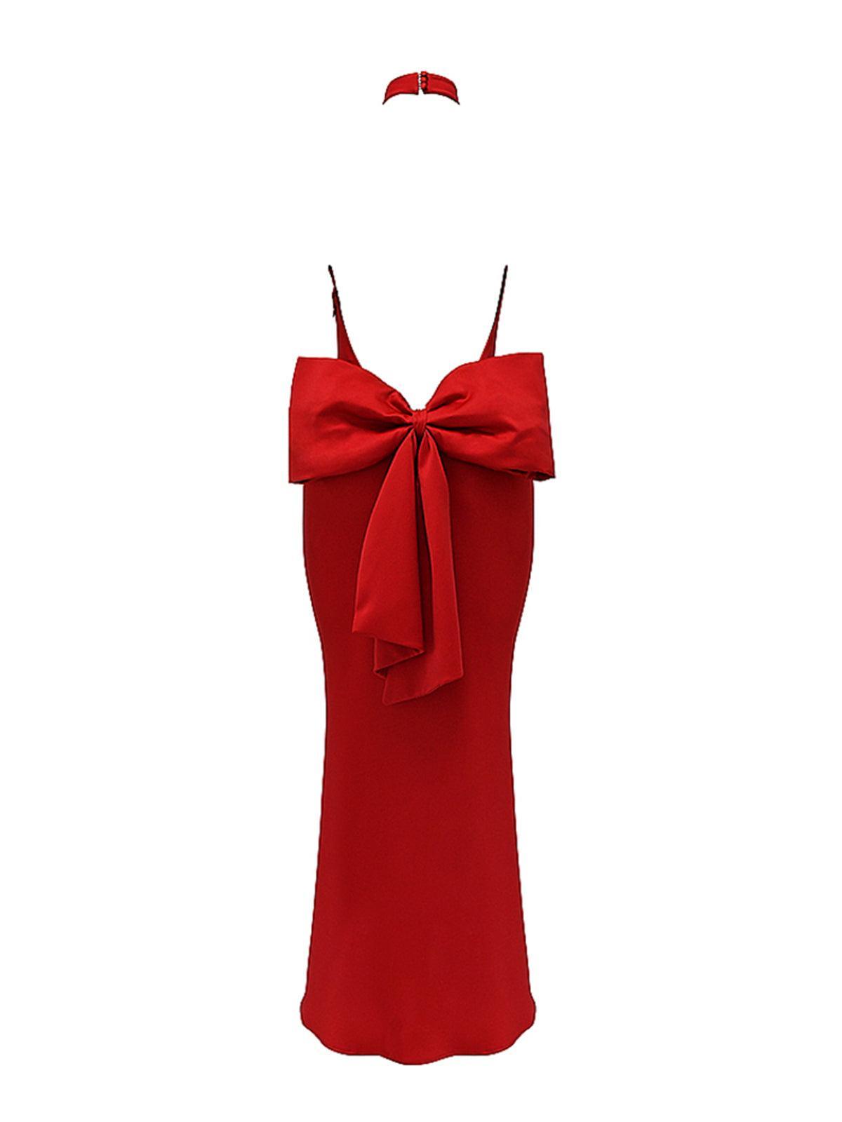 Eirian Halterneck Bow Backless Maxi Dress